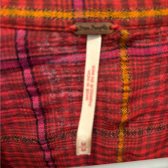 Free People red plaid blouse - Picture 3 of 3
